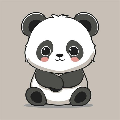 Lindo panda sentado sobre fondo marrón Vector Premium