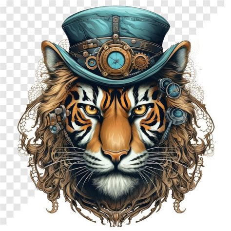Premium Psd Artwork Illustration Of A Steampunk Tiger