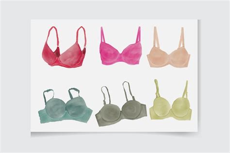 Conjunto De Aquarela De Ilustra O De Lingerie De Renda De Lingerie De Mulher Colorida Clipart