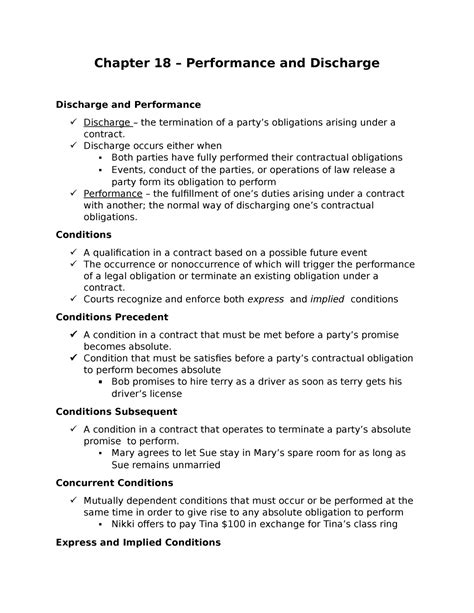 Chapter 18 – Performance and Discharge - Chapter 18 – Performance and
