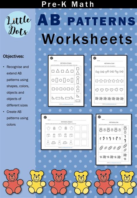 Pre K Math AB Patterns Worksheets And Activities