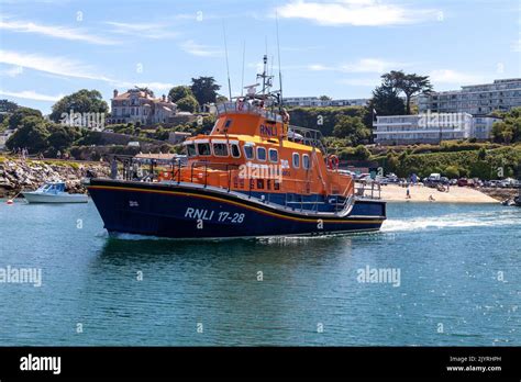 Rnli 17 28 All Weather Lifeboat In Brixham Harbour Stock Photo Alamy