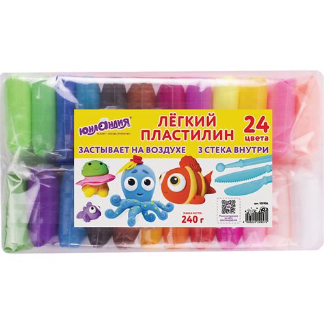 ЮНЛАНДИЯ Пластилин супер лёгкий воздушный застывающий, 24 цвета, 240 г ...