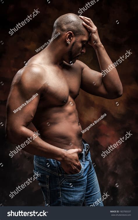 Naked Man Perfect Body Posing Jeans Stock Photo 183700337 Shutterstock