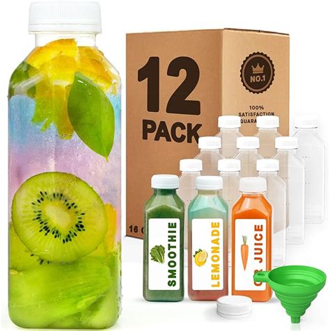 Amazon Norcalway 16 Oz Plastic Juice Bottles With Caps Lids