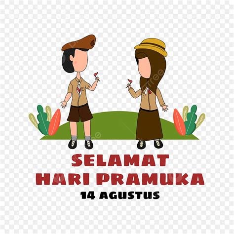 Selamat Hari Pramuka Design With Illustration Of Boy And Girl Wearing