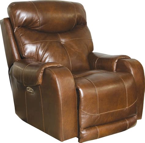 Venice Chestnut Leather Power Recliner from Catnapper | Coleman Furniture