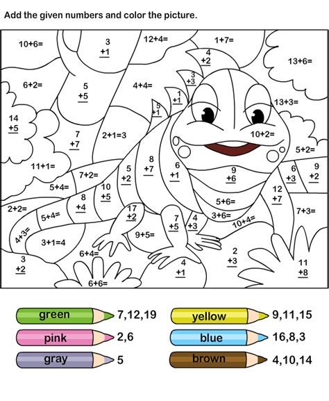 Addition Color By Number Kindergarten Warehouse Of Ideas