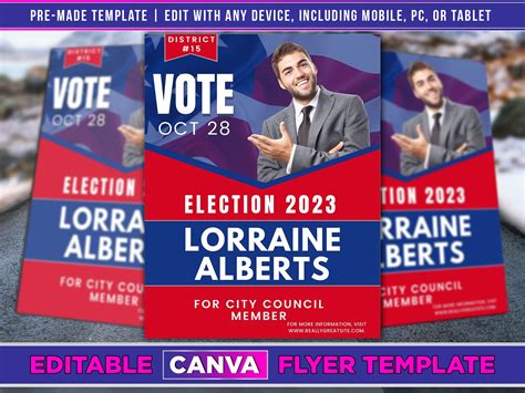 Political Campaign Flyer Editable Canva Template US Letter Size Etsy