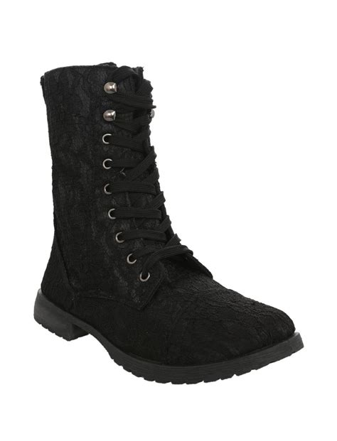 Black Lace Combat Boots Hot Topic