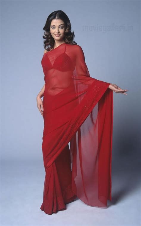 Aishwarya Rai Looks Hot In Red Saree 8 Pics Red Bra