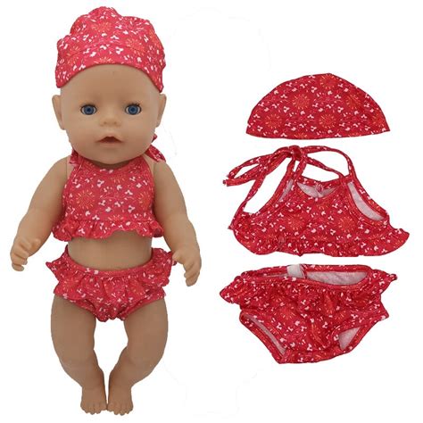 Doll Bikini Cap Summer Swimming Suit And Cap Fits 43cm Baby Dolls 18