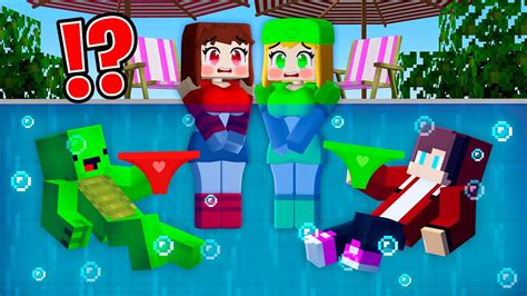 JJ And Mikey STOLE UNDERWEAR A Girl JJ And Girl Mikey In POOL Minecraft