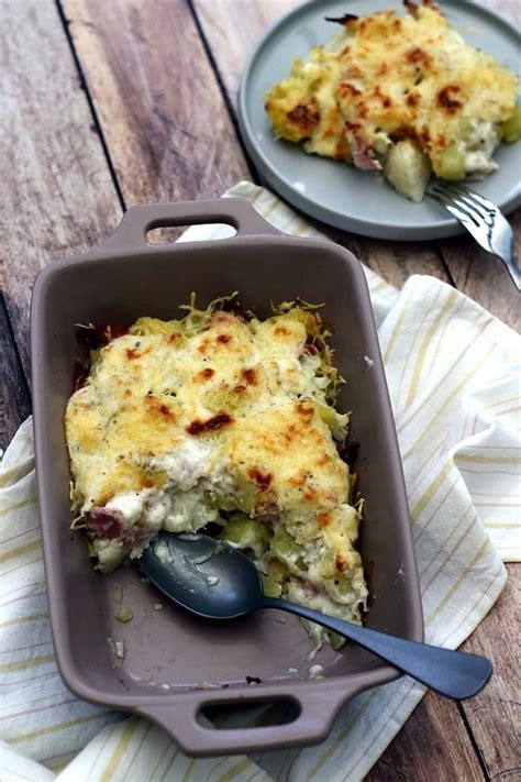 Gratin de chou fleur et pommes de terre au jambon et béchamel