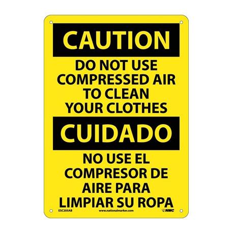 Nmc Esc Caution Do Not Use Compressed Air Sign Bilingual X