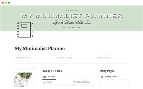 My Minimalist Planner Template | Notion Marketplace