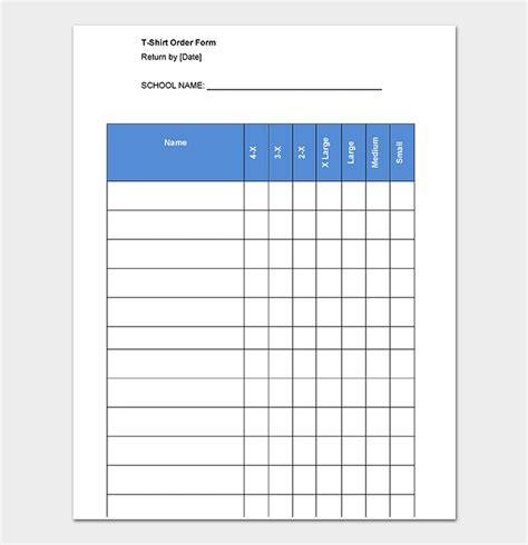 T Shirt Order Form Template 17 Word Excel Pdf