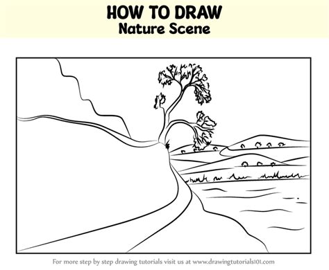 draw nature scene scenes step  step drawingtutorialscom
