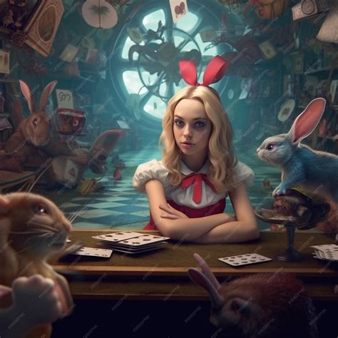 Premium AI Image | Alice in wonderland character illustrated