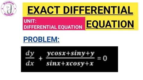 Exact Differential Equation Exact Differential Equation Engineering