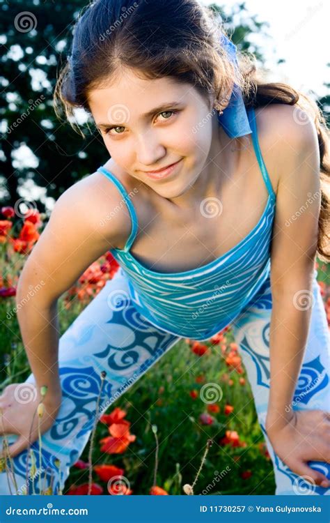 Portrait Teen Girl With Poppy Stock Image Image Of Human Hair