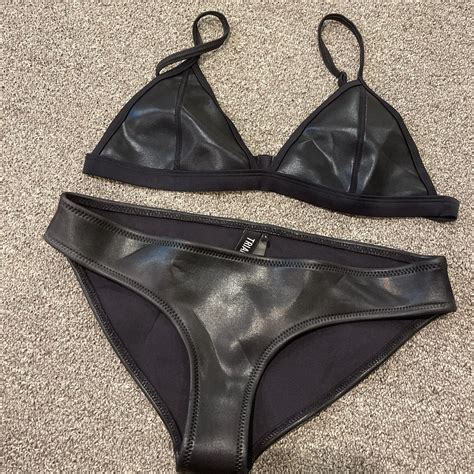 Perfect Condition Triangl Black Leather Bikini Ive Depop