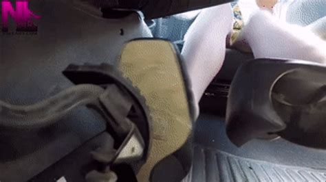 Driving In Black Cloth Sandals And Nude Pantyhose Stroking The Pedals With My Toes Nylladys