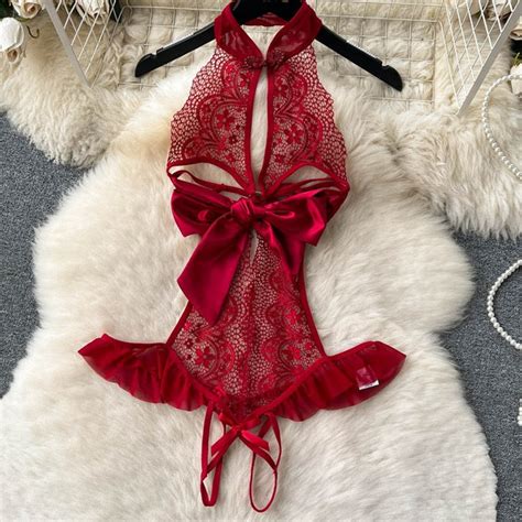 Jual Lingerie Sexy Hollow Out Jumpsuit Hot Open Crotch Bodysuit Playful Cosplay A Shopee