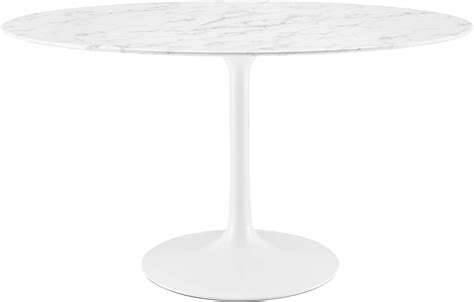 Modway Lippa 54 Oval Shaped Mid Century Modern Dining Table With Artificial Marble