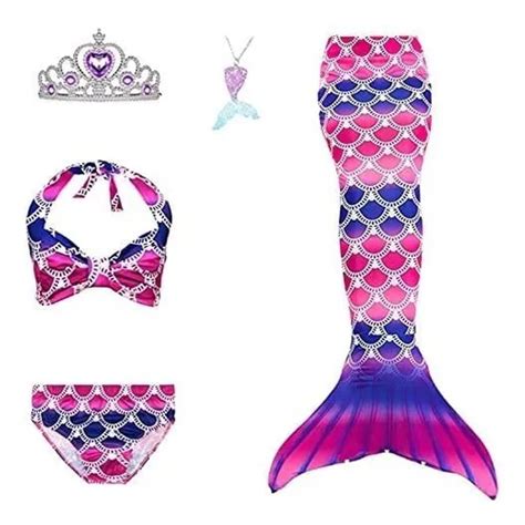 Set Sirena Cola Y Bikini Niñas Traje De Baño Con Monoaleta Envío gratis