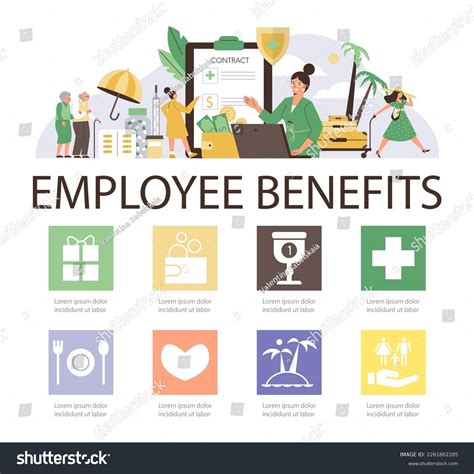Employee Benefits Infographic Banner Placard Design Stock Vector