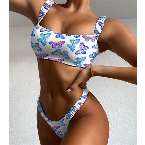 Tejiojio Summmer Savings Women Bandeau Bandage Bikini Set Push Up Brazilian Swimwear Beachwear