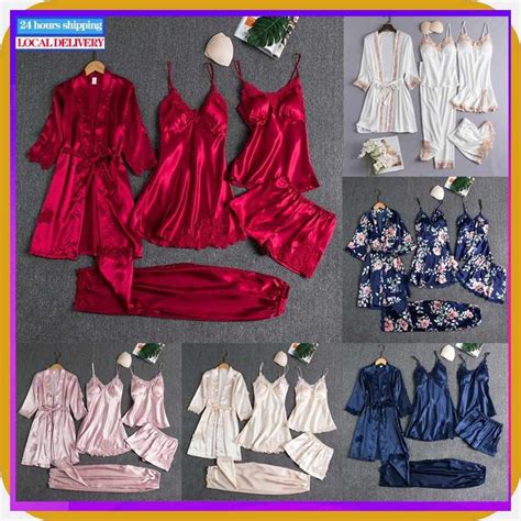 E Gin Y H Set Ss Silk Cp Sleepwear Xd Women Ov Lace Lingerie Bridal Wedding Pajama Long