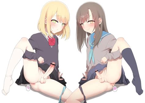 Brown Haired Crossdresser And Blonde Haired Crossdresser Original Drawn By Hokuro Ryuuseigun