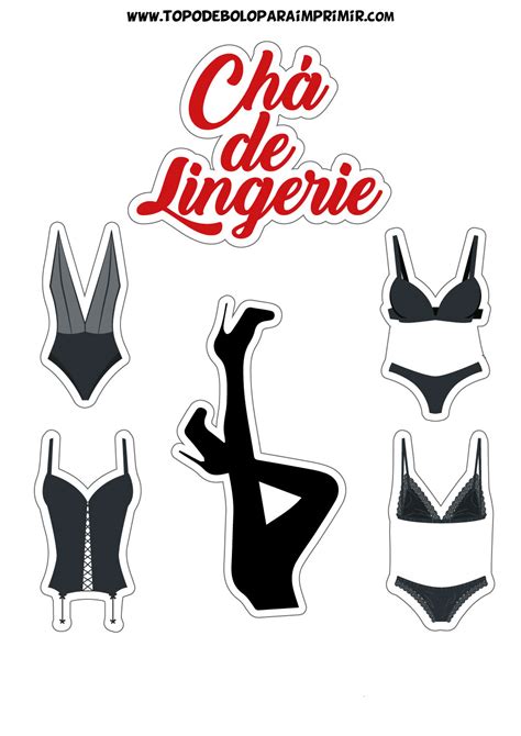 Topo de bolo chá de lingerie para imprimir