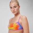 Women S Club Training Allover Digital Cross Back Crop Top Bikini Top Pink Yellow Speedo