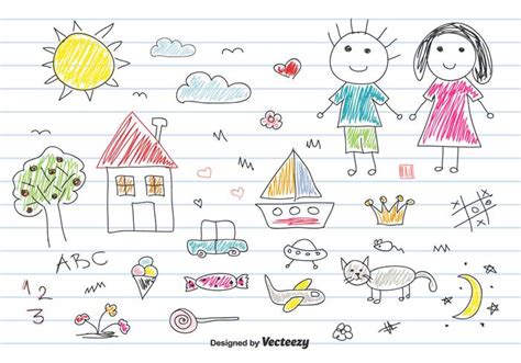 Children Drawing Vector Set 145746 Vector Art at Vecteezy