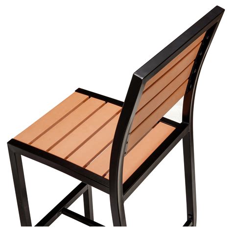 Black Heavy Duty Faux Teak Bar Stool