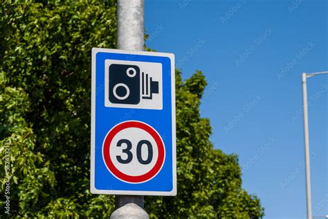 30 sign warning of speed cameras Stock Photo | Adobe Stock