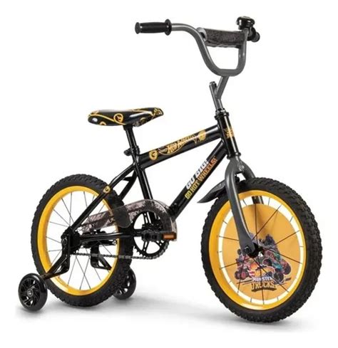 Bicicleta Infantil Huffy Hot Wheels Rodada Negro Meses Sin Inter S