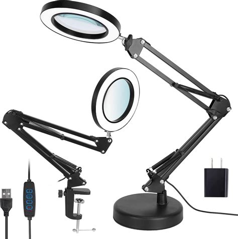 Magnifying Glass With Light And Stand 10x Magnifying Lamp Qsky 2 In 1 Desk Lamp