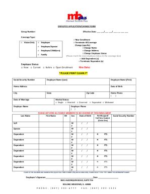 Fillable Online Employee Application Change Form CDPHN Fax Email