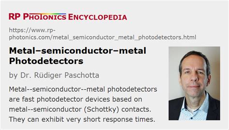 Metalsemiconductormetal Photodetectors Msm Detector Schottky