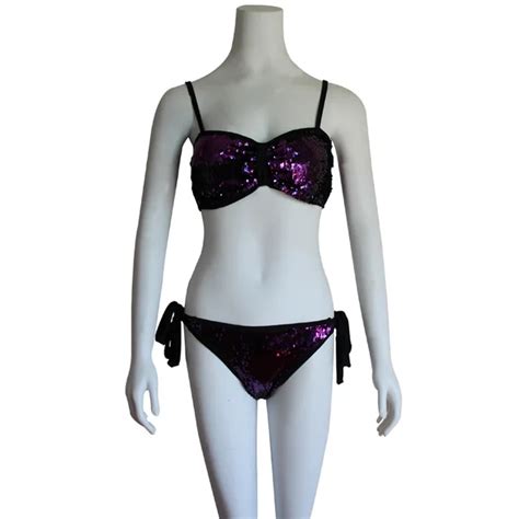 Sequined Push Up Bandeau Bikini Set Sequin Bikinis Women Brazilian