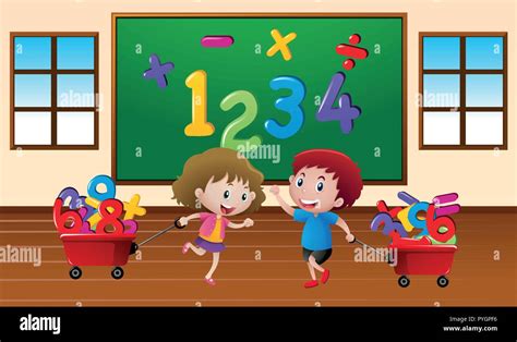 kids learning math  classroom illustration stock vector image art