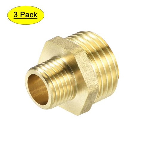 Uxcell G1 2 X G1 4 Male Thread Brass Hex Reducer Pipe Fitting Connector