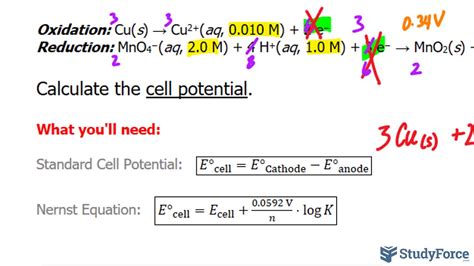 Calculating Cell Potential Ecell Under Nonstandard Conditions Youtube