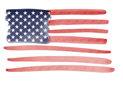 Hand Draw USA Flag Watercolor Brush Paint Isolate On Png 24778924 PNG