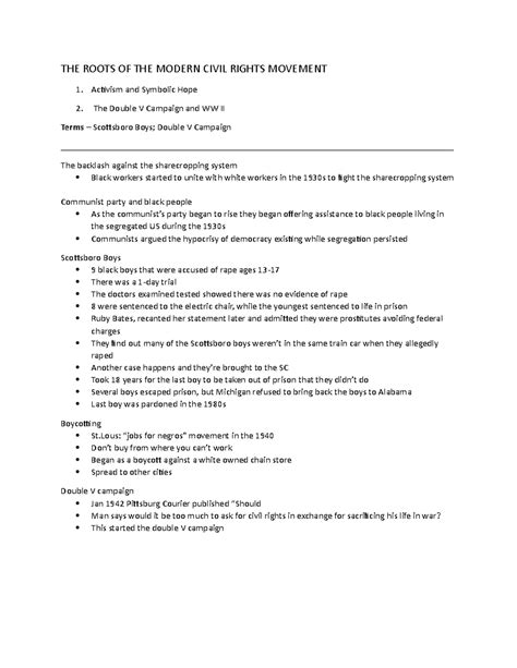 the Roots of the Modern Civil Rights Era - THE ROOTS OF THE MODERN