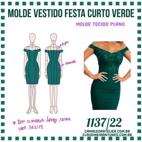 Molde Vestido Festa Curto Verde Camaleoa Atelier De Costura